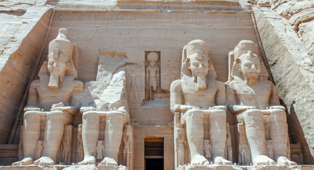 ancient pharaoh sitting monument