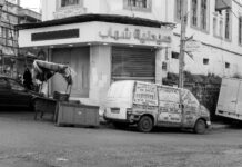 van near building
