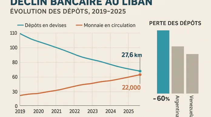 Perspective: déclin bancaire au Liban, contraction des dépôts et fuite des devises