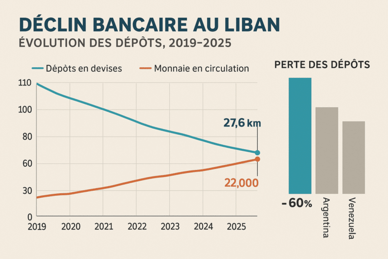 Perspective: déclin bancaire au Liban, contraction des dépôts et fuite des devises