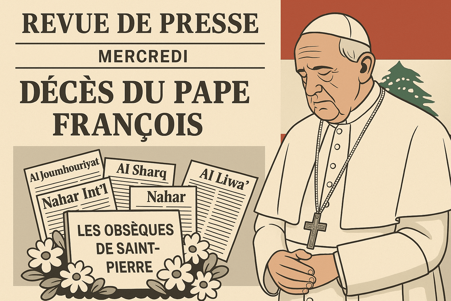 Revue de presse du 23/04/25: décès du pape François et répercussions internationales et locales Revue de presse du 23/04/25: décès du pape François et répercussions internationales et locales
