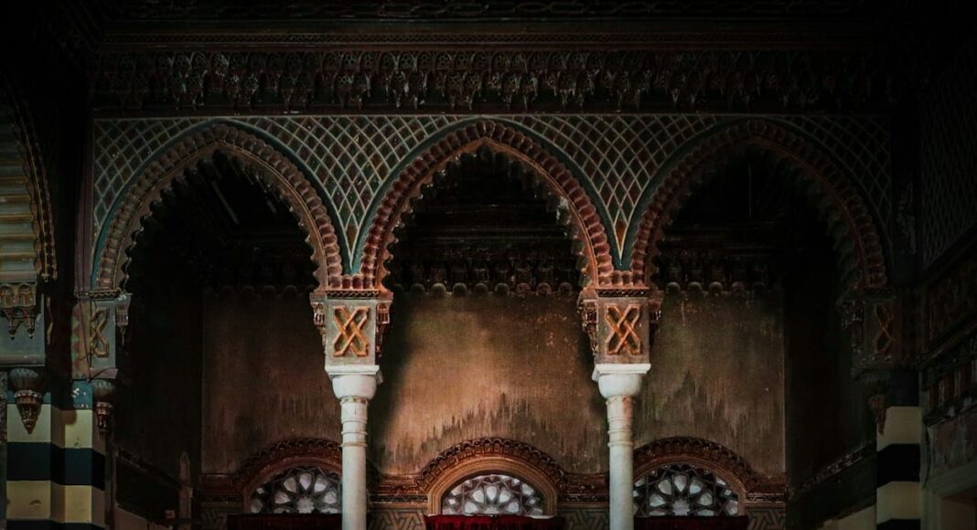 red and brown concrete hallway
