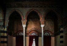 red and brown concrete hallway