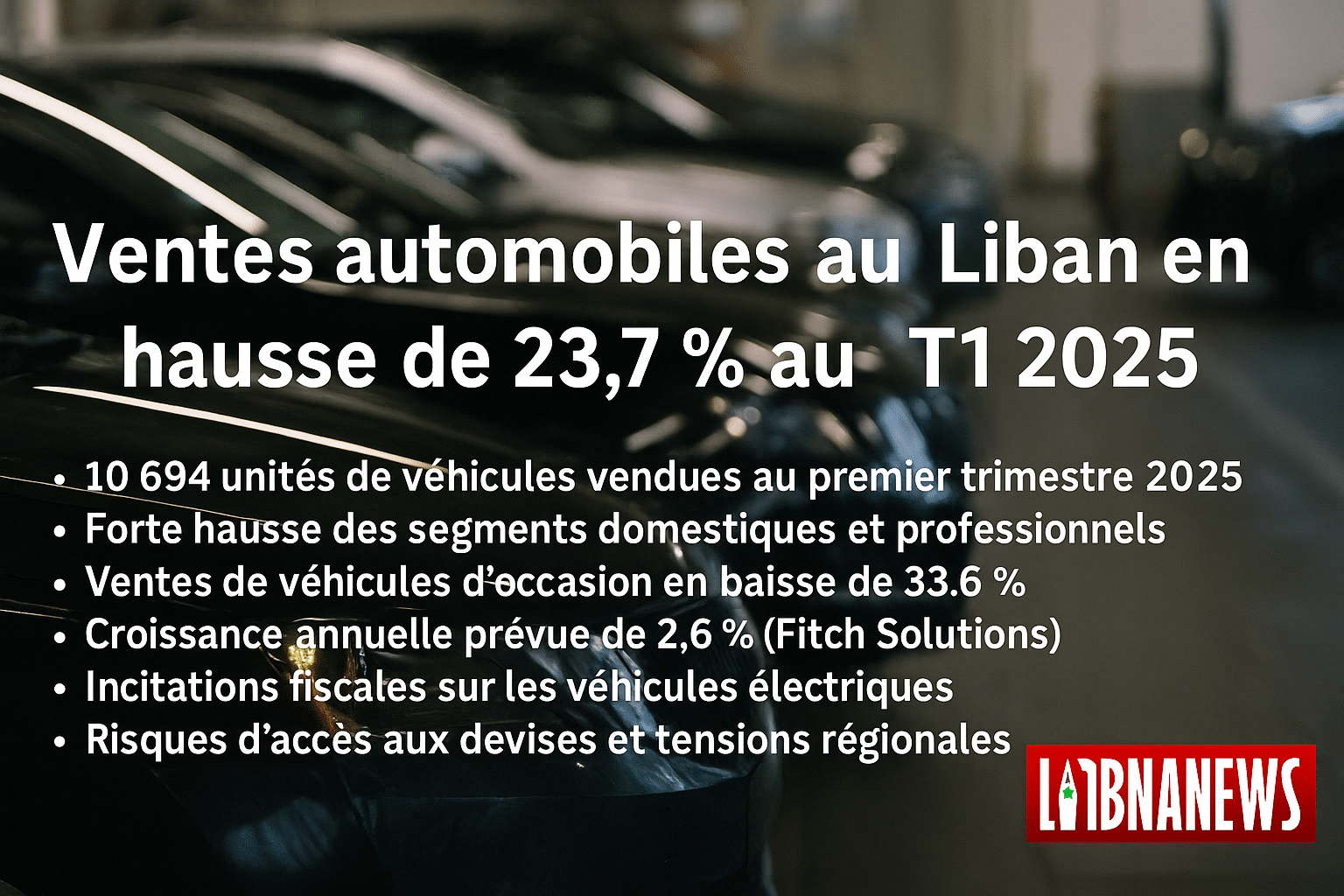 Les ventes de véhicules au Liban enregistrent une hausse de 23,6 % au premier trimestre 2025 Les ventes de véhicules au Liban enregistrent une hausse de 23,6 % au premier trimestre 2025