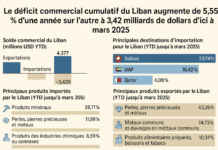 Le déficit commercial cumulé du Liban augmente de 5,55 % en glissement annuel