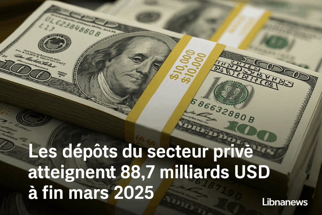 Les dépôts du secteur privé atteignent 88,7 milliards USD à fin mars 2025