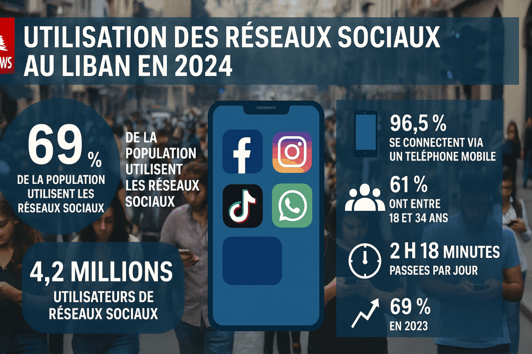 69 % de la population libanaise utilise les réseaux sociaux en 2024