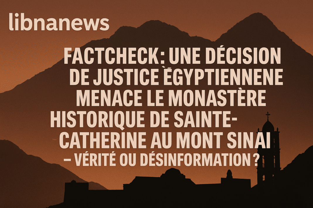 Factcheck : Une décision de justice égyptienne menace le monastère historique de Sainte-Catherine au Mont Sinaï – Vérité ou désinformation ?