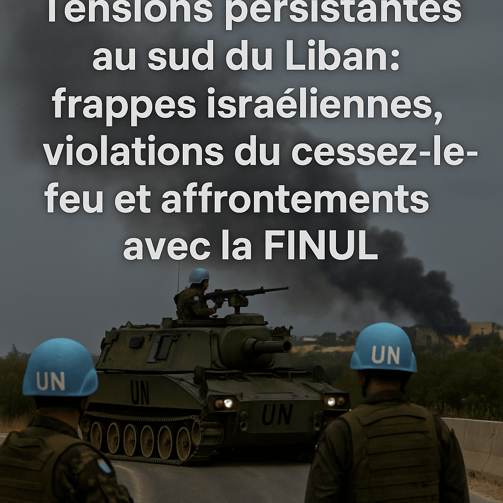 Tensions persistantes au sud du Liban : frappes israéliennes, violations du cessez-le-feu et affrontements avec la FINUL