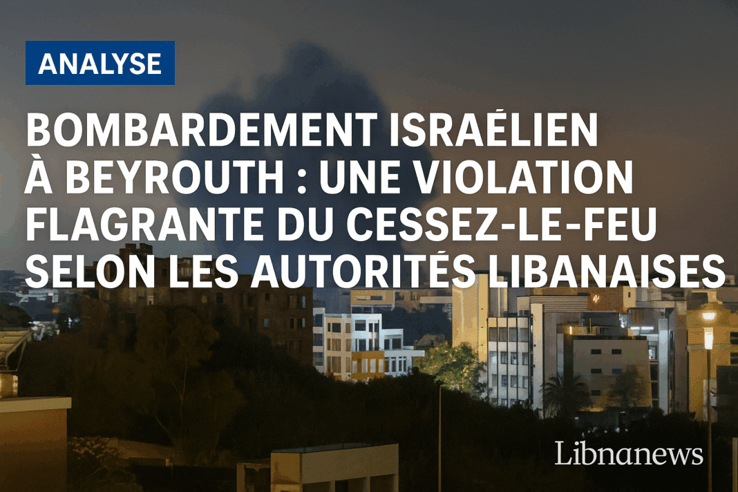 Bombardement israélien à Beyrouth : une violation flagrante du cessez-le-feu selon les autorités libanaise