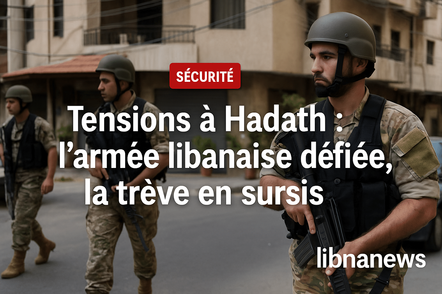 Tensions à Hadath : l’armée libanaise défiée, la trêve en sursis Tensions à Hadath : l’armée libanaise défiée, la trêve en sursis