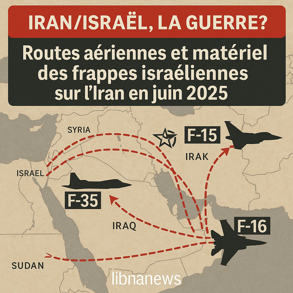 Routes aériennes et matériel des frappes israéliennes sur l’Iran en juin 2025