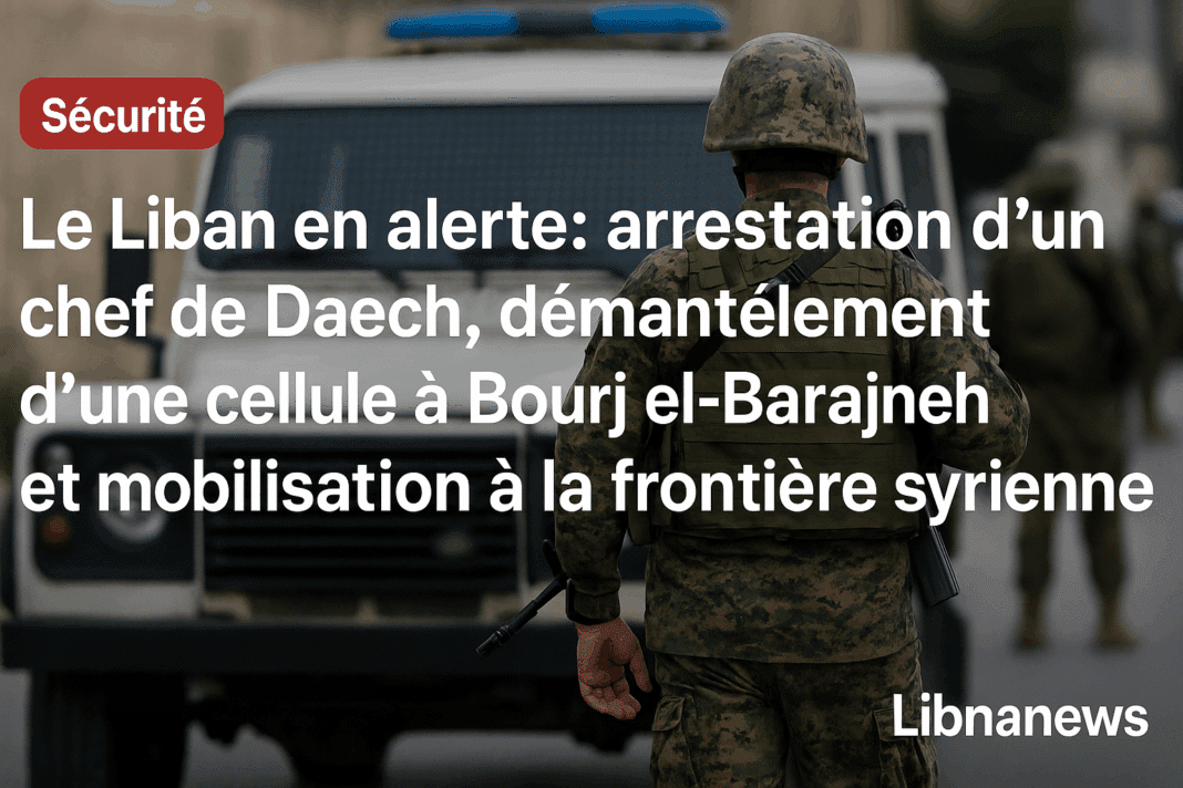 Le Liban en alerte : arrestation d’un chef de Daech, démantèlement d’une cellule à Bourj el-Barajneh et mobilisation à la frontière syrienne