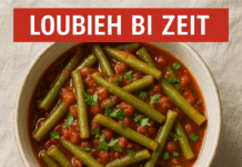 Loubieh bi Zeit: Le classique végétarien, subtil et ensoleillé.