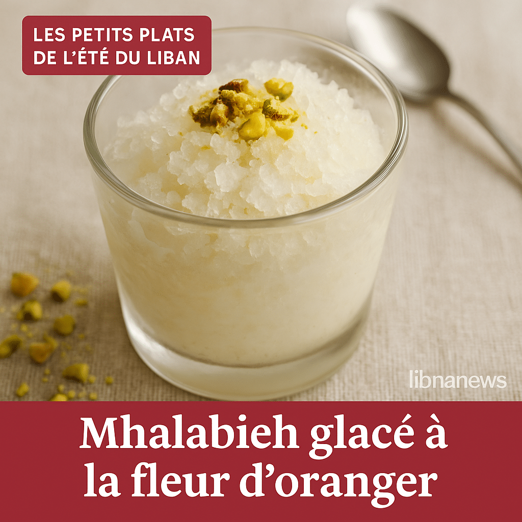 Mhalabieh glacé à la fleur d’oranger : granité lacté revisité