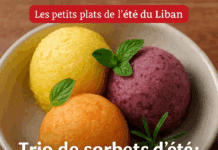 Trio de sorbets d’été : citron-basilic, figue-menthe, abricot-romarin