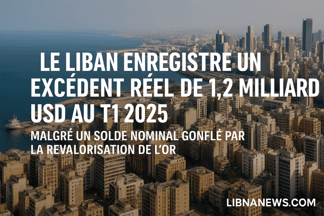 Le Liban enregistre un excédent réel de 1,2 milliard USD au T1 2025 dans sa balance des paiements, malgré un solde nominal gonflé par la revalorisation de l’or