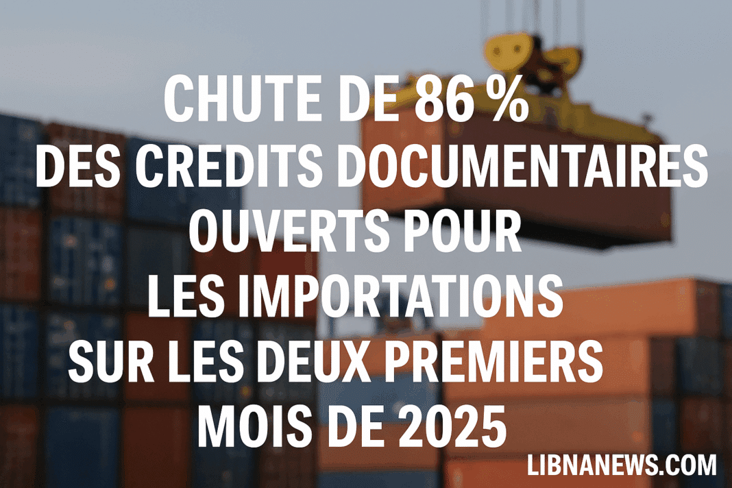 Les crédits documentaires pour les importations chutent de 86 % à seulement 6,7 millions USD