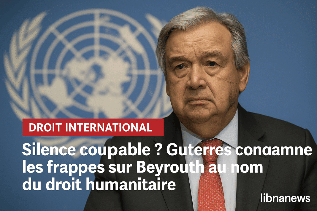 Guterres condamne les frappes sur Beyrouth au nom du droit humanitaire