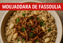 Moujaddara de Fassoulia: Quand riz, lentilles et haricots blancs se rencontrent pour sublimer le patrimoine libanais.