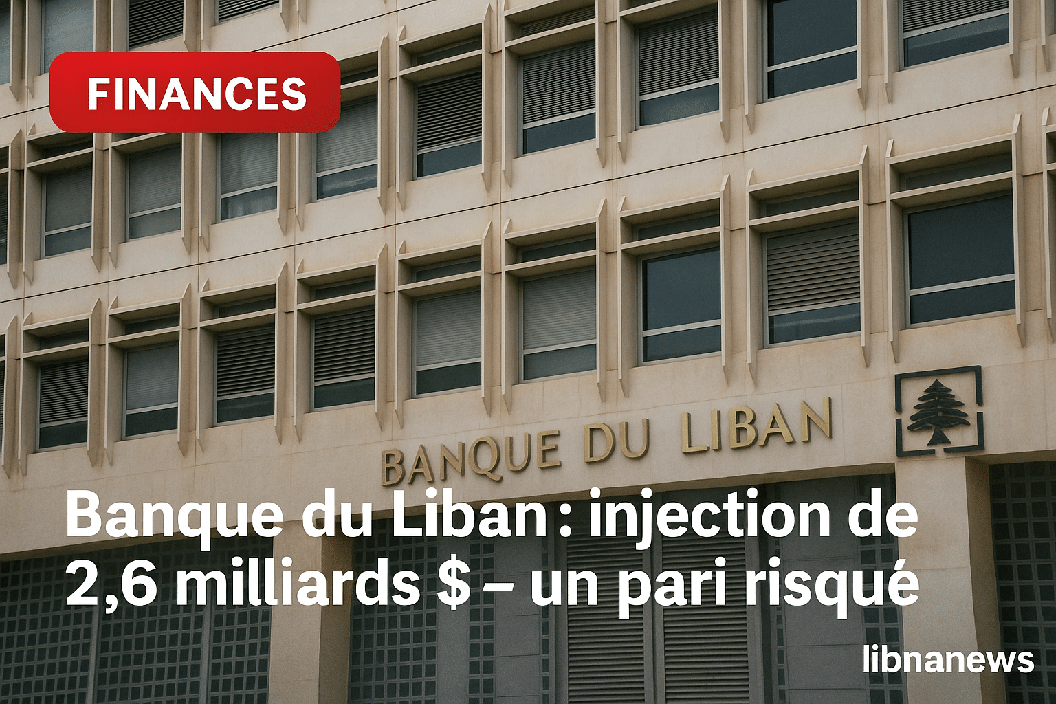 Banque du Liban : injection de 2,6 milliards $ — pari sur des réserves déjà entamées