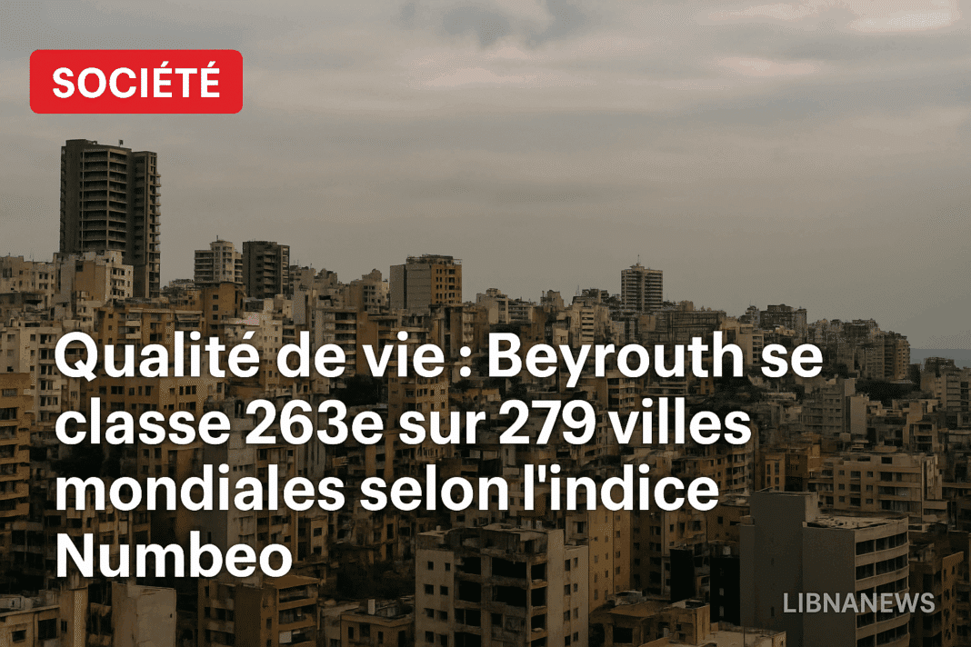 Qualité de vie : Beyrouth se classe 263e sur 279 villes mondiales selon l’indice Numbeo 