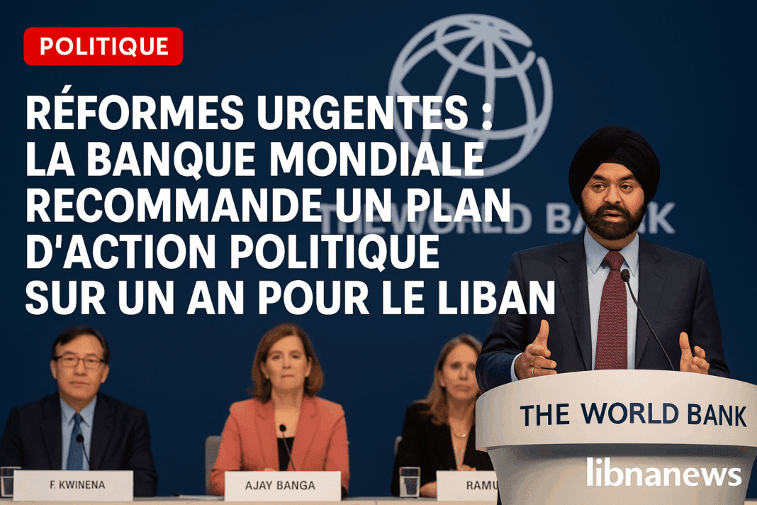Réformes urgentes : La Banque mondiale recommande un plan d’action politique sur un an pour le Liban