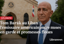 Tom Barak au Liban : l’émissaire américain entre mises en garde et promesses floues