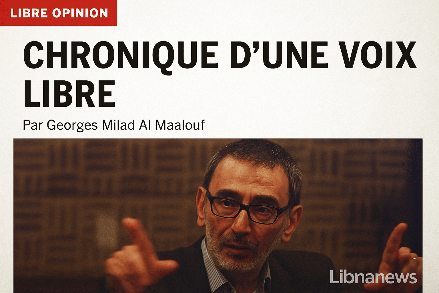 Je parle de la chronique d’une voix libre par Georges Milad Al Maalouf