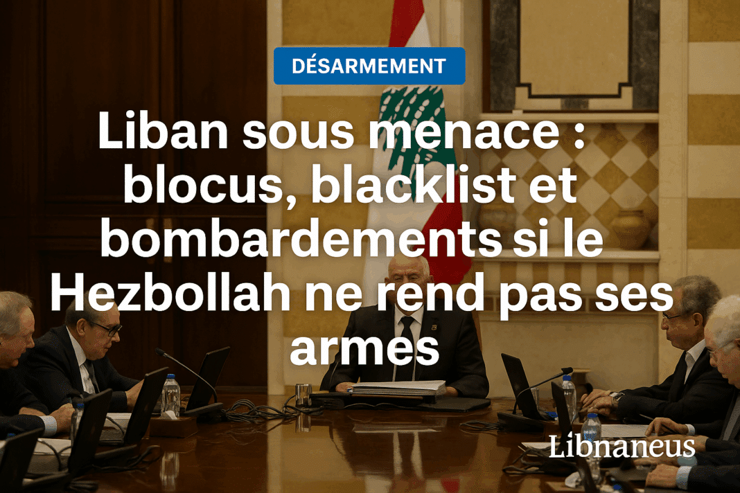 Liban sous menace : blocus, blacklist et bombardements si le Hezbollah ne rend pas ses armes