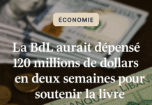 Économie : La BdL aurait dépensé 120 millions de dollars en 2 semaines pour soutenir la livre