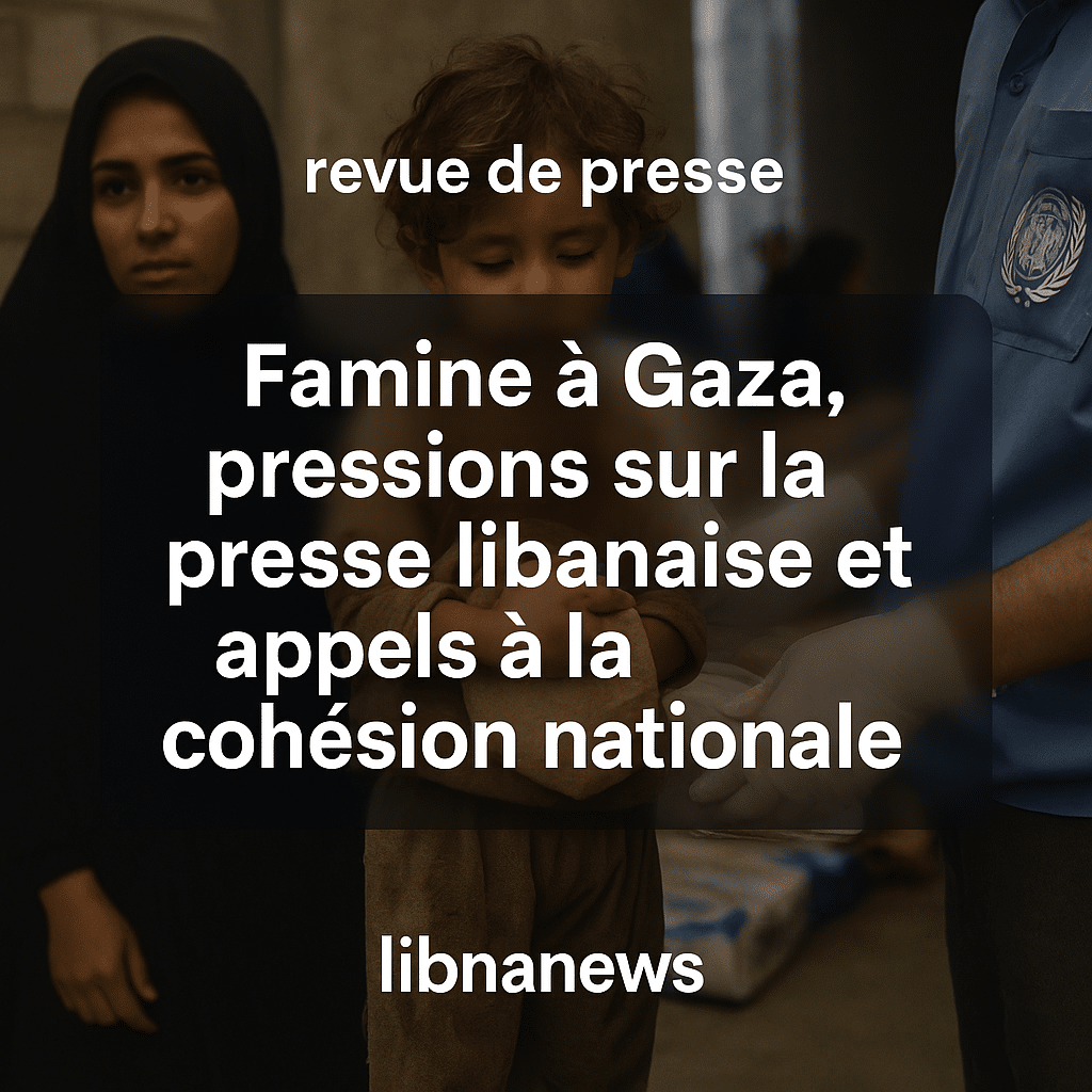 Revue de presse du 23/08/25: Famine à Gaza, pressions sur la presse libanaise et appels à la cohésion nationale