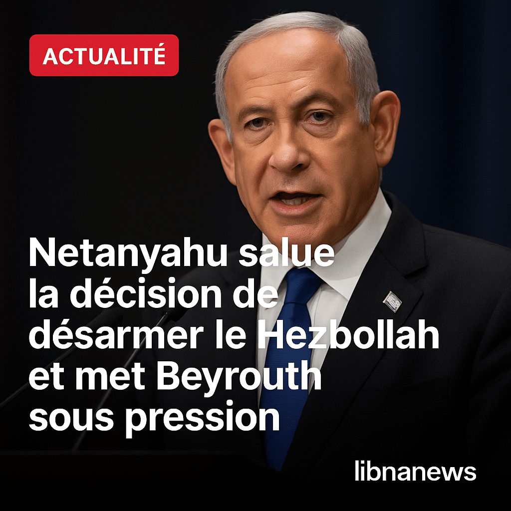 Netanyahu salue la décision de désarmer le Hezbollah et met Beyrouth sous pression Netanyahu salue la décision de désarmer le Hezbollah et met Beyrouth sous pression