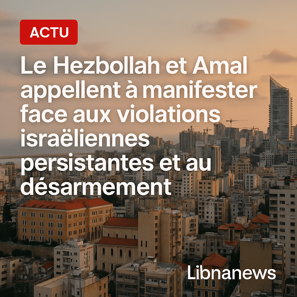 Le Hezbollah et Amal appellent à manifester face aux violations israéliennes persistantes et au désarmement