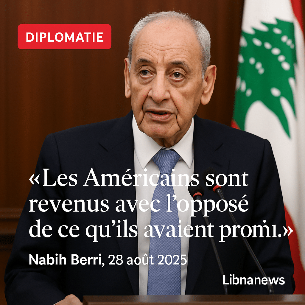 Liban : L’alerte de Nabih Berri face à la médiation américaine menace d’enflammer la crise du désarmement Liban : L’alerte de Nabih Berri face à la médiation américaine menace d’enflammer la crise du désarmement