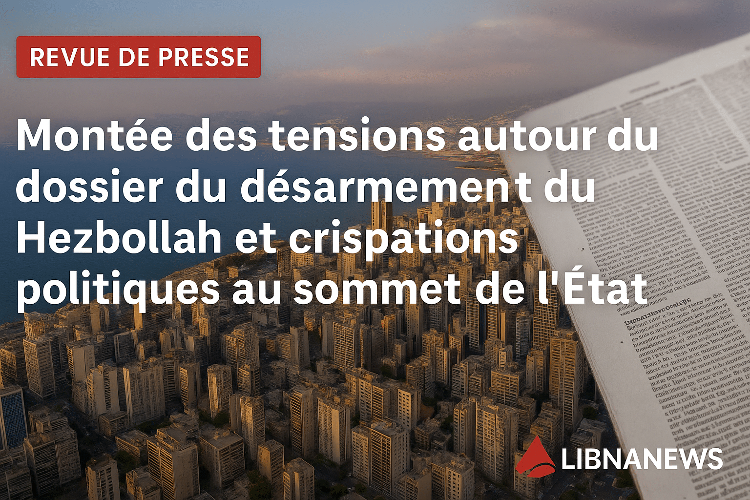 Revue de presse du 06/08/25: Montée des tensions autour du dossier du désarmement du Hezbollah et crispations politiques au sommet de l’État Revue de presse du 06/08/25: Montée des tensions autour du dossier du désarmement du Hezbollah et crispations politiques au sommet de l’État