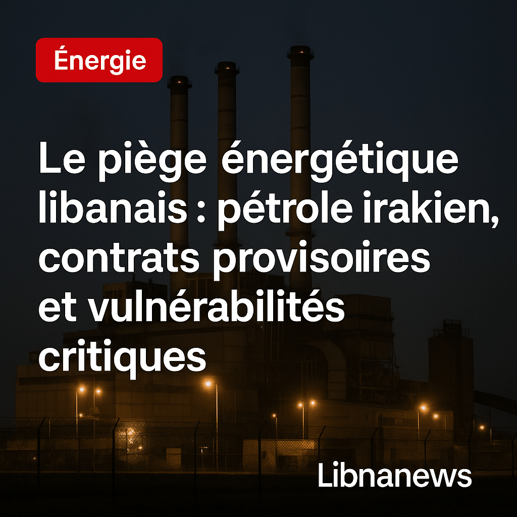 Le piège énergétique libanais : pétrole irakien, contrats provisoires et vulnérabilités critiques