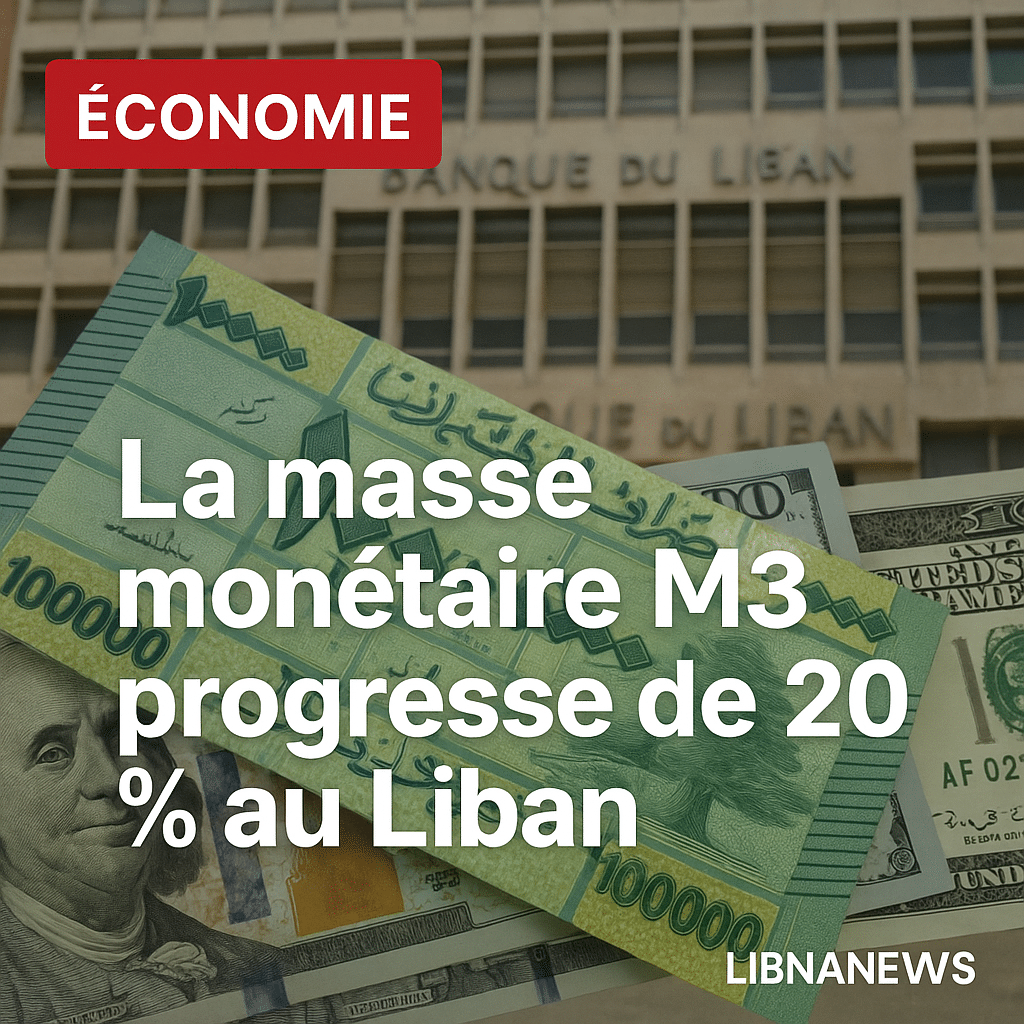 La masse monétaire M3 augmente de 20 % sur 12 mois au 11 septembre 2025 au Liban La masse monétaire M3 augmente de 20 % sur 12 mois au 11 septembre 2025 au Liban