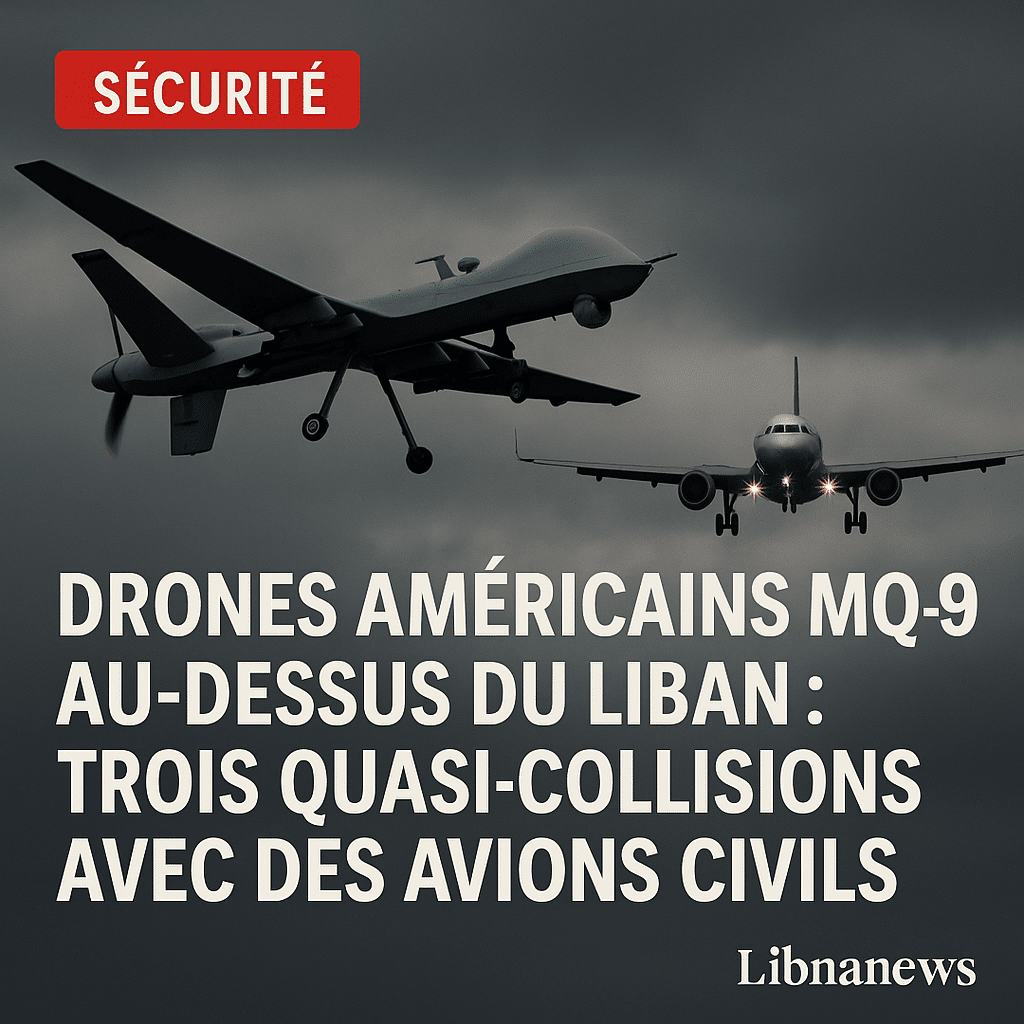 Drones américains MQ-9 Reaper impliqués dans trois quasi-collisions avec des avions civils au Liban en 2025 Drones américains MQ-9 Reaper impliqués dans trois quasi-collisions avec des avions civils au Liban en 2025
