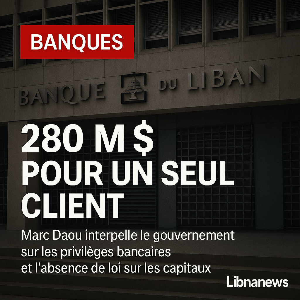 280 millions de dollars transférés à un seul client : Marc Daou interpelle le gouvernement sur les privilèges bancaires
