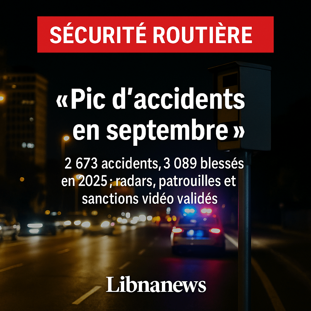Pic inédit en septembre : 2 673 accidents et 3 089 blessés sur les routes libanaises en 2025