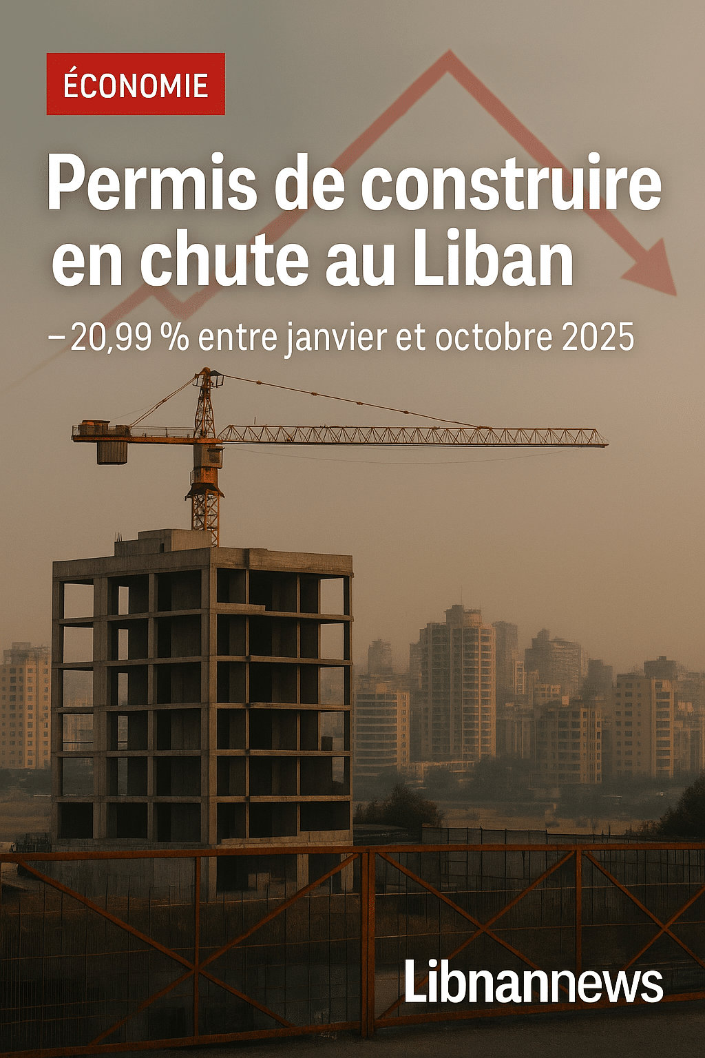 Baisse de 20,99 % des permis de construire cumulés au Liban jusqu’en octobre 2025
