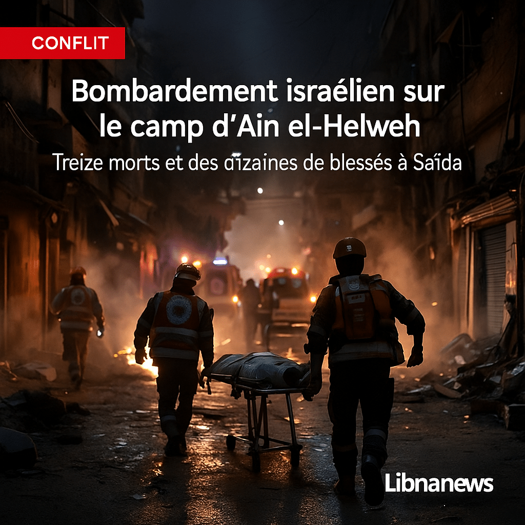 Bombardement israélien sur le camp d’Ain el-Helweh à Saïda : treize morts confirmés par les autorités libanaises
