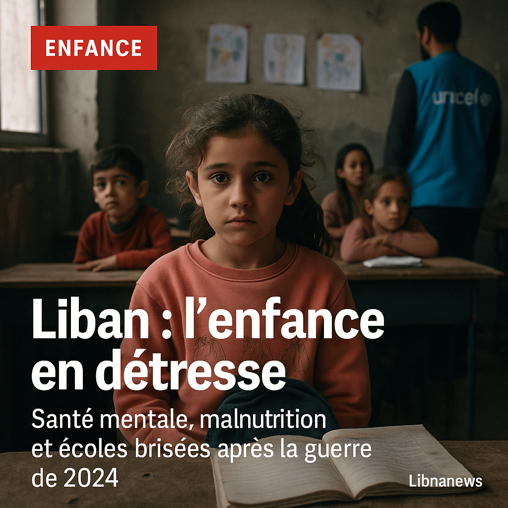 Journée mondiale de l’enfance/Liban : l’Unicef alerte sur le déclin de la santé mentale et nutritionnelle des enfants après le conflit de 2024
