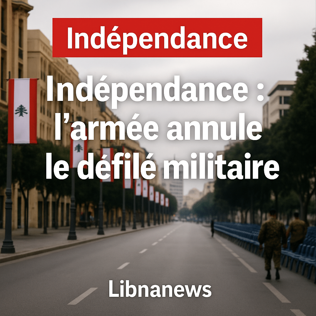 L’armée libanaise annule le défilé militaire à la veille de la 82e fête de l’indépendance L’armée libanaise annule le défilé militaire à la veille de la 82e fête de l’indépendance