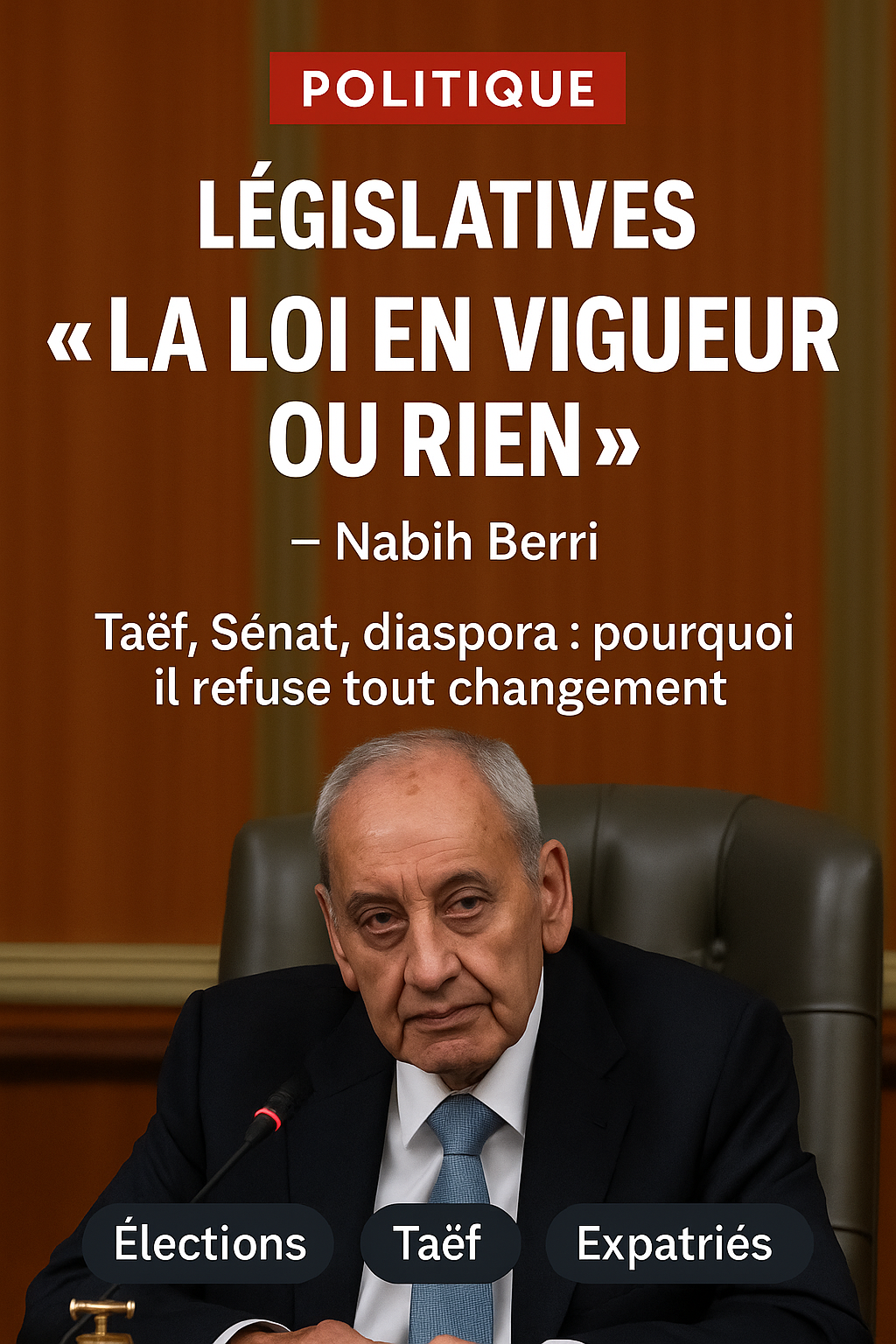 La bataille de la loi électorale : pourquoi Nabih Berri refuse tout changement sans application de Taëf