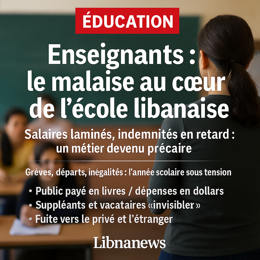 Enseignants, indemnités et statut précaire : le malaise social au cœur de l’école libanaise