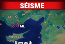 Séisme de magnitude 3,8 signalé en Méditerranée orientale, au large du Liban