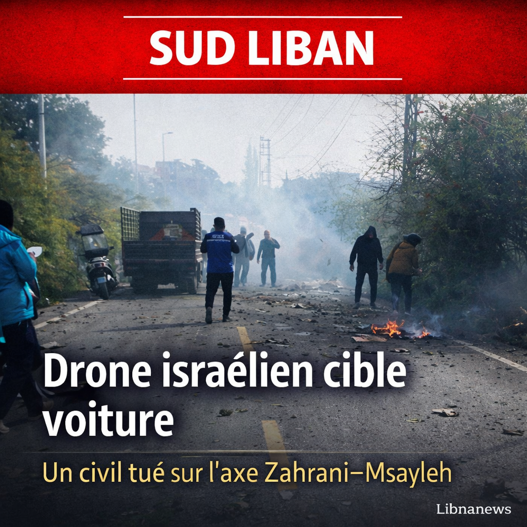 Un drone israélien cible une voiture sur la route Zahrani-Msayleh au sud du Liban