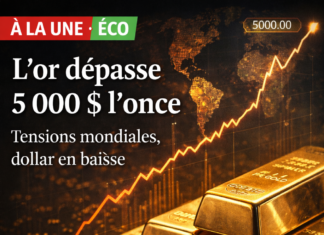 L’or franchit le cap symbolique des 5000 dollars l’once au milieu d’un regain de tensions internationales
